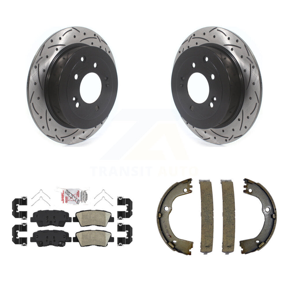 Kit de chaussures de stationnement à disques arrière, Rotors percés et fendus, plaquettes en céramique, pour Hyundai