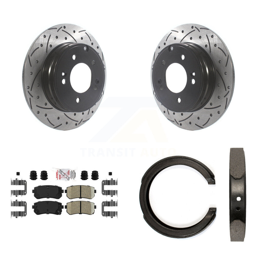 Kit de chaussures de stationnement à disques arrière, Rotors percés et fendus, plaquettes en céramique, pour Hyundai