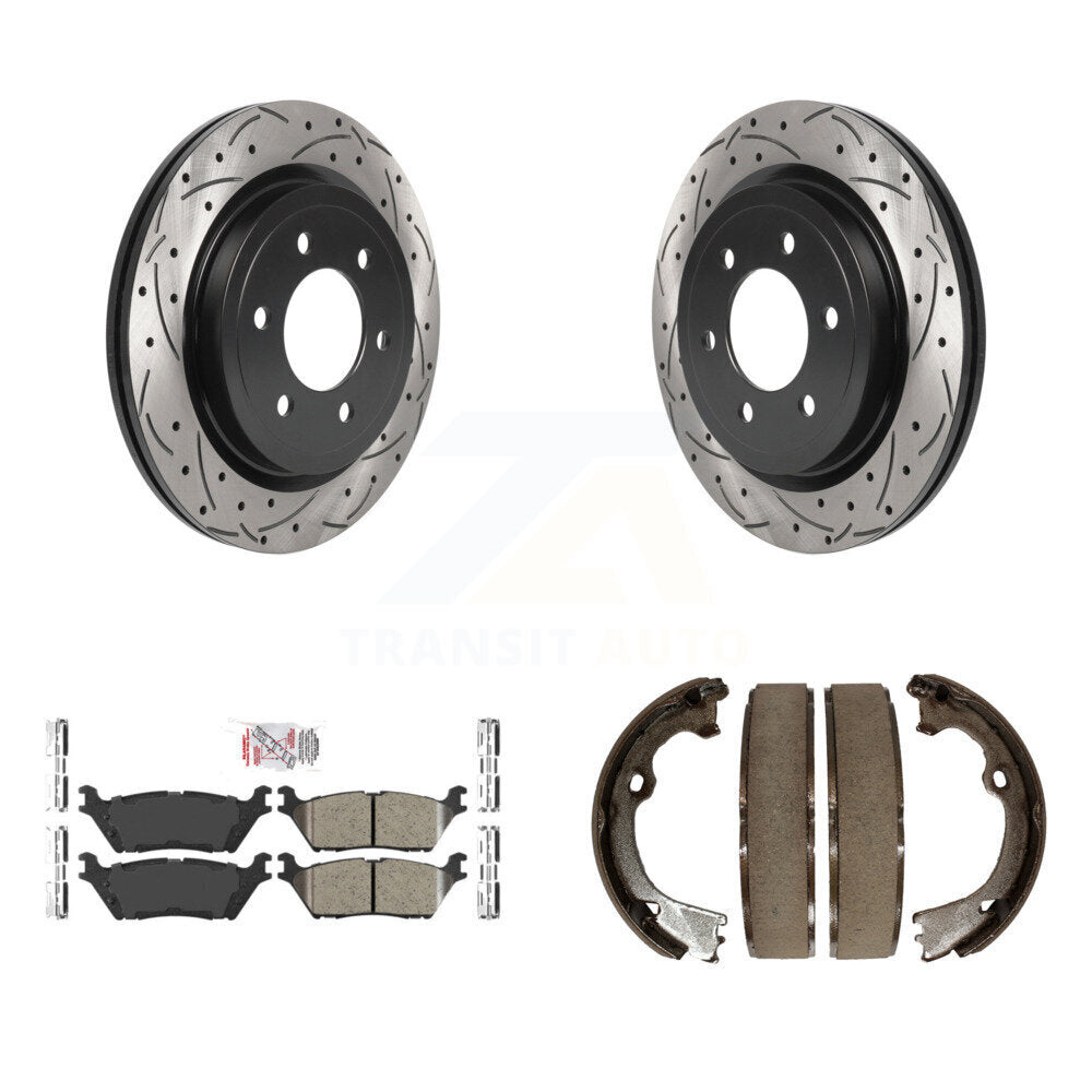 Kit de chaussures de stationnement à disque arrière, Rotors percés et fendus, plaquettes en céramique, pour Ford F-15