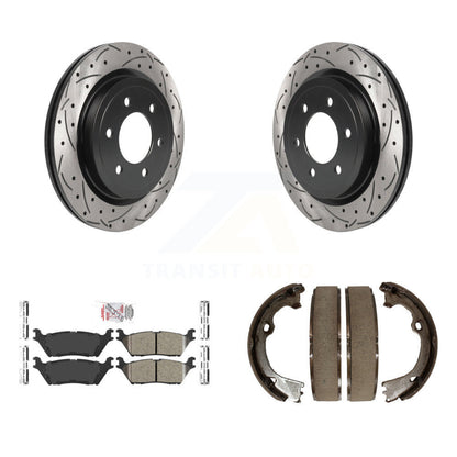 Kit de chaussures de stationnement à disque arrière, Rotors percés et fendus, plaquettes en céramique, pour Ford F-15
