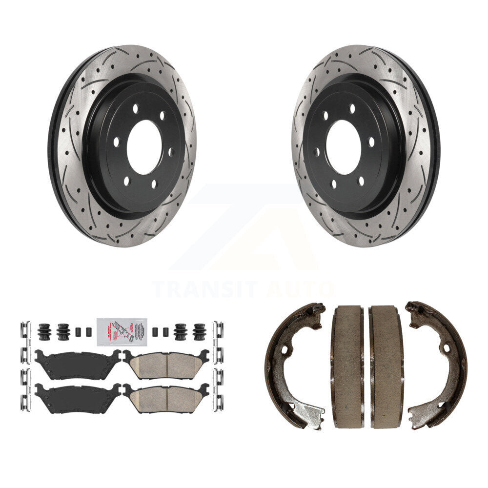 Kit de chaussures de stationnement à disque arrière, Rotors percés et fendus, plaquettes en céramique, pour Ford F-15