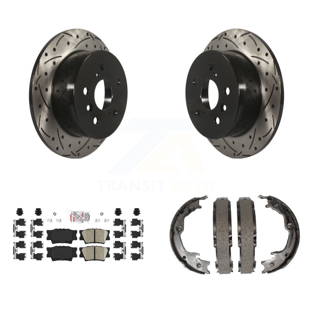 Kit de plaquettes en céramique et de chaussures de stationnement à disque arrière, Rotors percés et fendus, pour Toyot