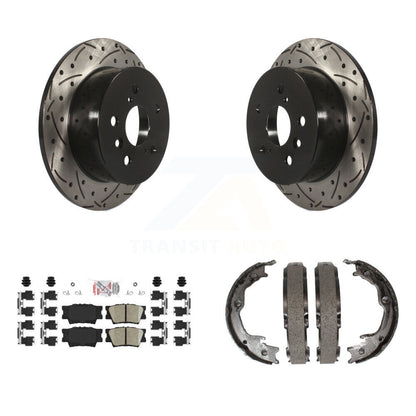 Kit de plaquettes en céramique et de chaussures de stationnement à disque arrière, Rotors percés et fendus, pour Toyot