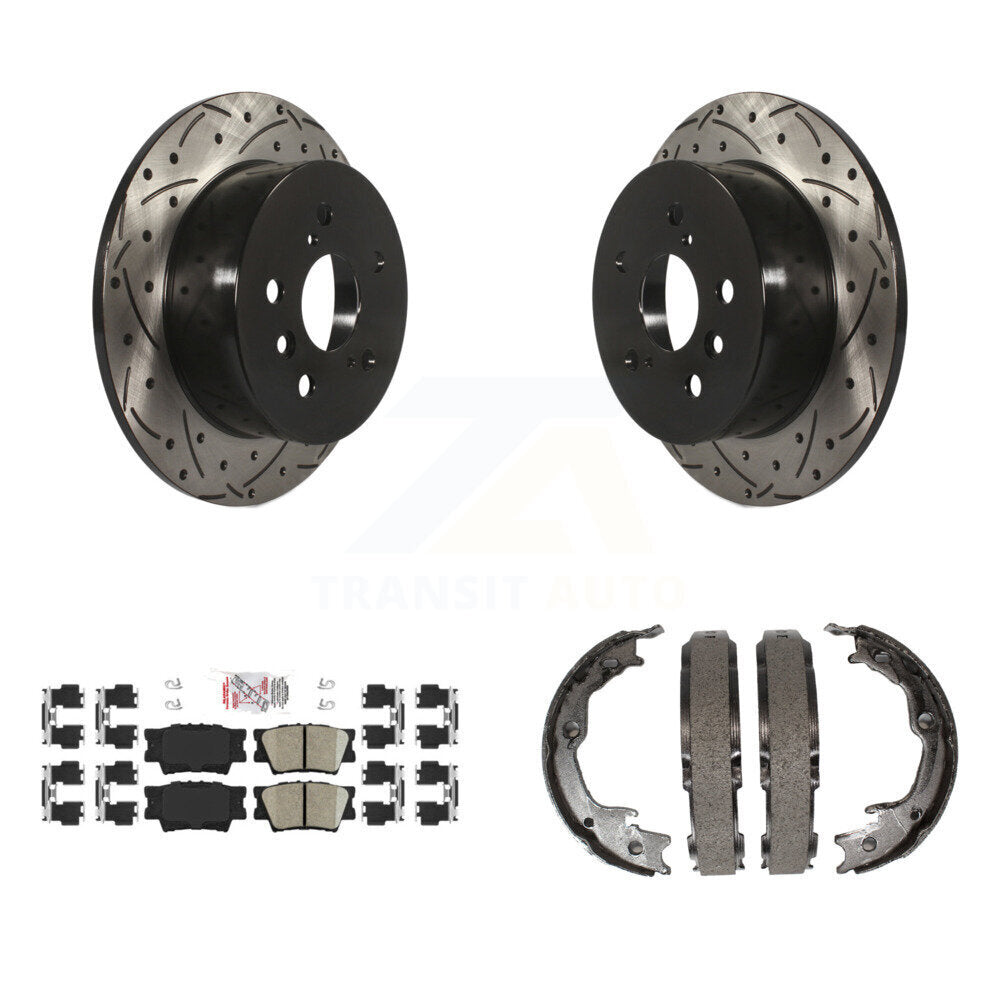 Kit de plaquettes en céramique et de chaussures de stationnement à disque arrière, Rotors percés et fendus, pour Toyot