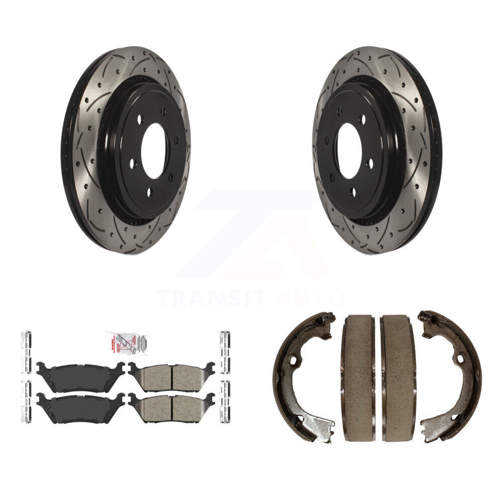 Kit de chaussures de stationnement à disque arrière, Rotors percés et fendus, plaquettes en céramique, pour Ford F-15