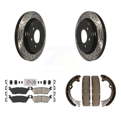 Kit de chaussures de stationnement à disque arrière, Rotors percés et fendus, plaquettes en céramique, pour Ford F-15