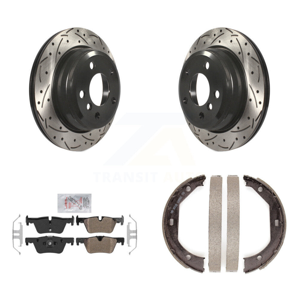 Kit de chaussures de stationnement à disques arrière percés et à fentes, plaquettes semi-métalliques, pour BMW