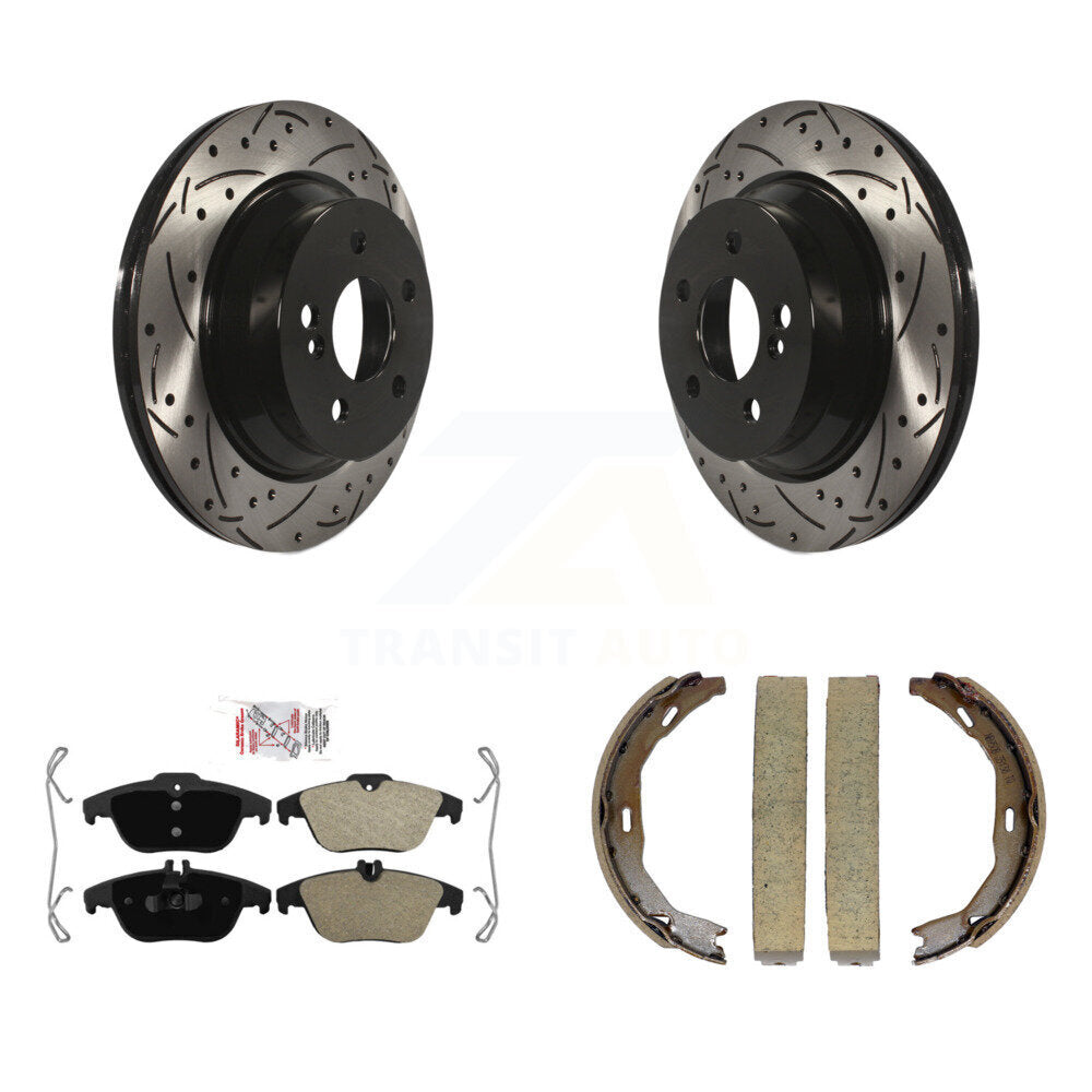 Kit de plaquettes semi-métalliques et de patins de stationnement pour disques arrière percés et fendus