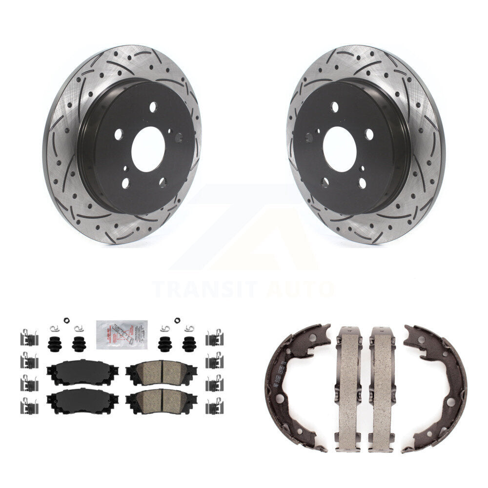 Kit de plaquettes en céramique et de chaussures de stationnement à disque arrière, Rotors percés et fendus, pour Toyot
