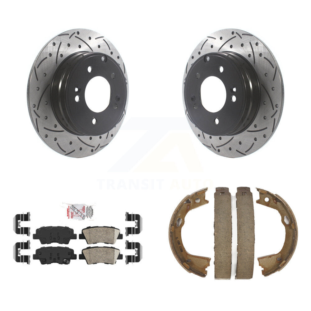 Kit de chaussures de stationnement à disques arrière, Rotors percés et fendus, plaquettes en céramique, pour Hyundai