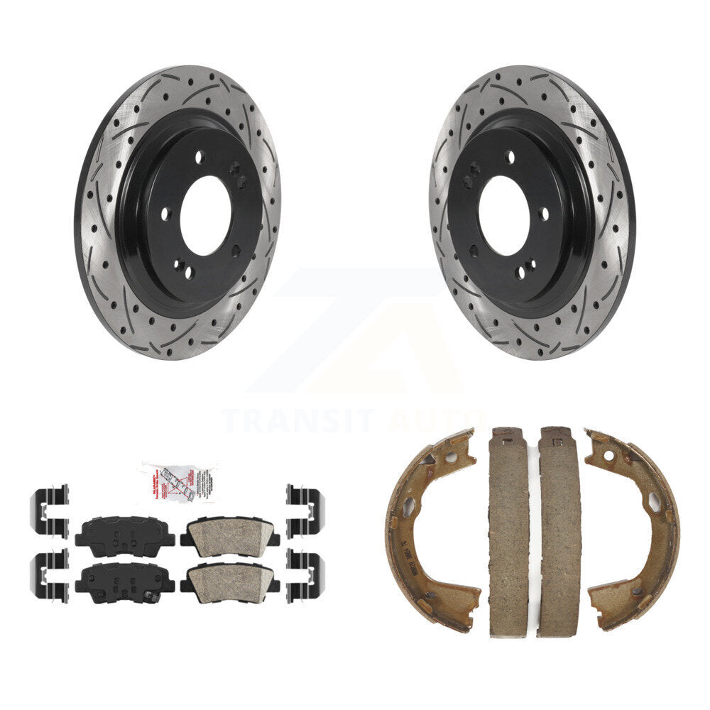 Kit de chaussures de stationnement à disques arrière, Rotors percés et fendus, plaquettes en céramique, pour Hyundai