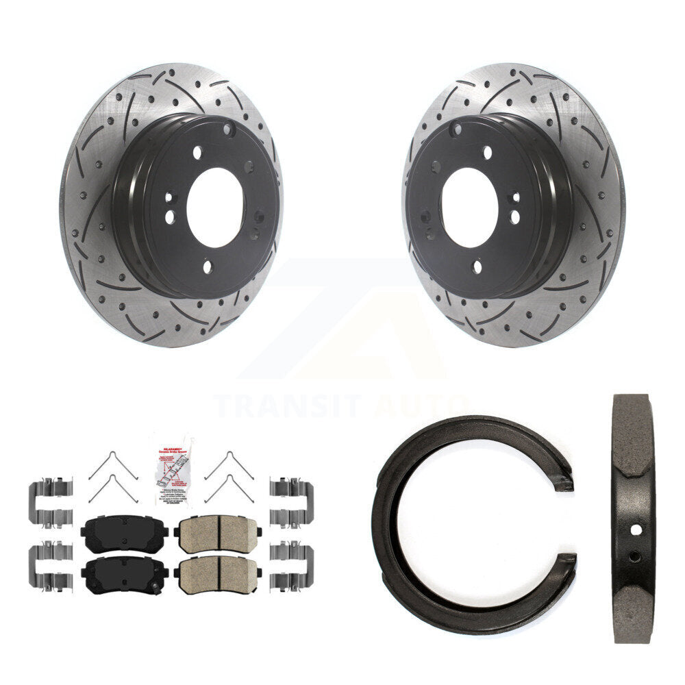 Kit de chaussures de stationnement à disques arrière, Rotors percés et fendus, plaquettes en céramique, pour Kia Optim