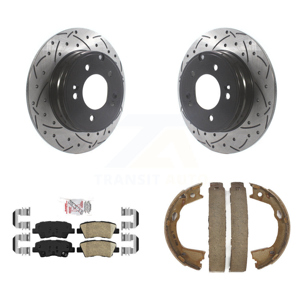 Kit de chaussures de stationnement à disques arrière, Rotors percés et fendus, plaquettes en céramique, pour Kia Optim