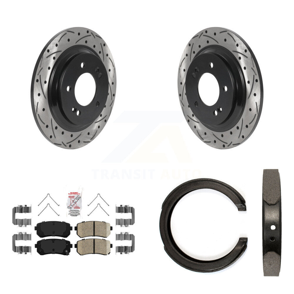 Kit de chaussures de stationnement à disques arrière, Rotors percés et fendus, plaquettes en céramique, pour Kia Optim