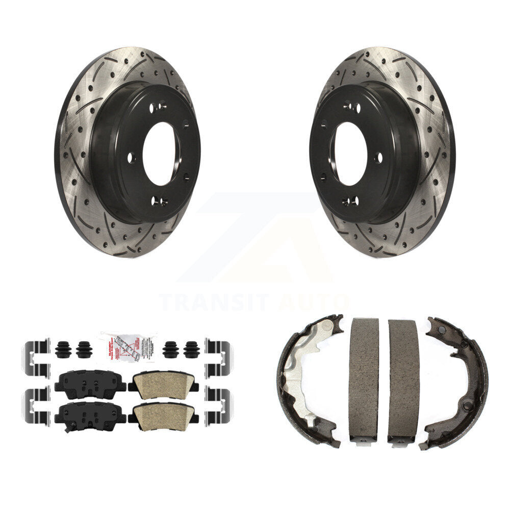Kit de chaussures de stationnement à disques arrière, Rotors percés et fendus, plaquettes en céramique, pour Kia Forte