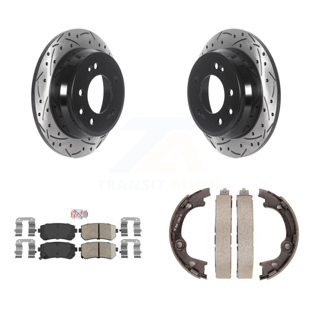 Kit de chaussures de stationnement à disques arrière, Rotors percés et fendus, plaquettes en céramique, pour Hyundai