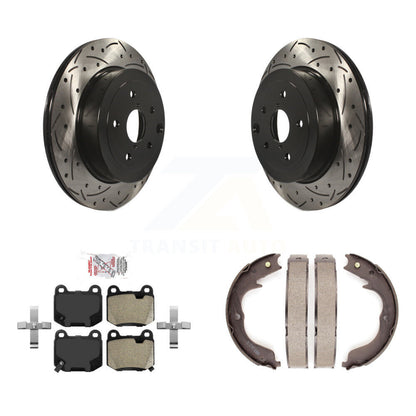 Kit de plaquettes semi-métalliques et de patins de stationnement pour disques arrière percés et fendus