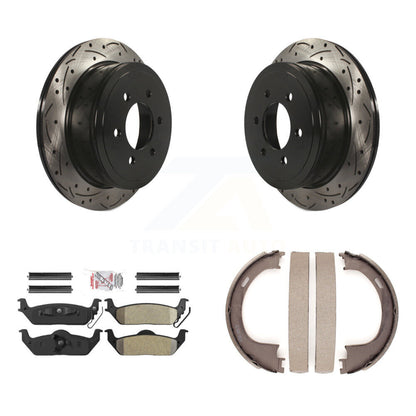 Kit de chaussures de stationnement à disques arrière, Rotors percés et fendus, plaquettes semi-métalliques