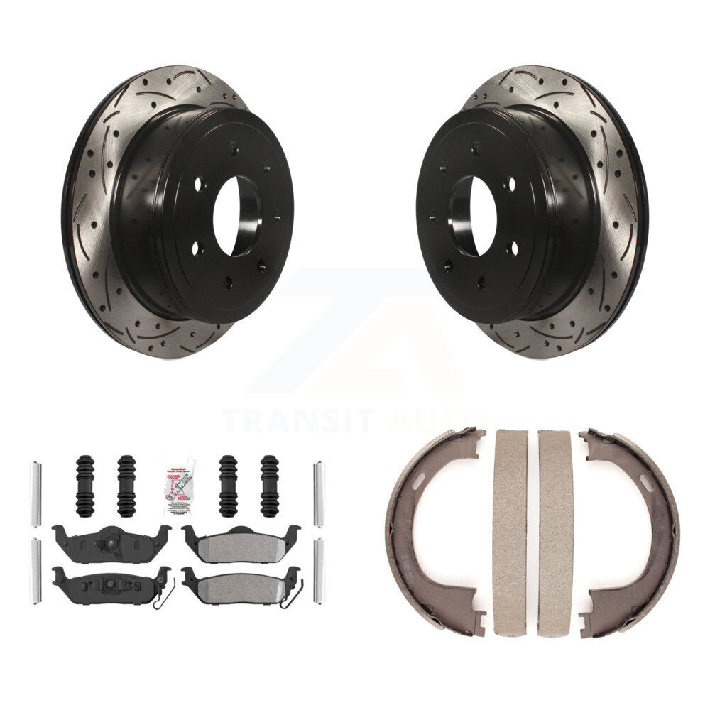 Kit de chaussures de stationnement à disques arrière, Rotors percés et fendus, plaquettes semi-métalliques