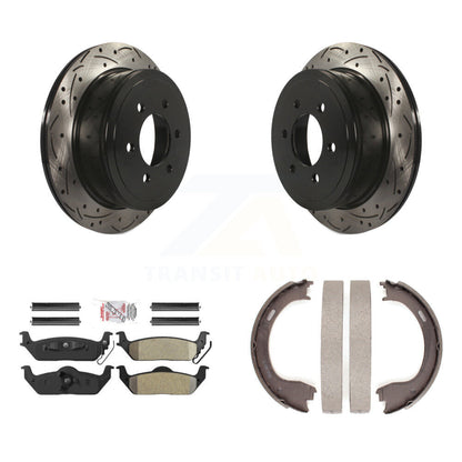 Kit de plaquettes semi-métalliques et de patins de stationnement pour disques arrière percés et fendus