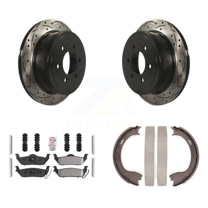 Kit de plaquettes semi-métalliques et de patins de stationnement pour disques arrière percés et fendus