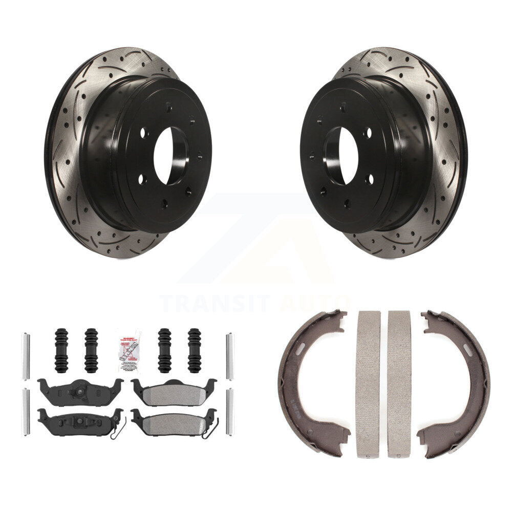 Kit de plaquettes semi-métalliques et de patins de stationnement pour disques arrière percés et fendus