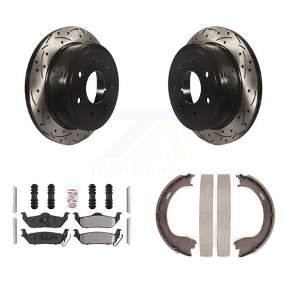 Kit de plaquettes semi-métalliques et de patins de stationnement pour disques arrière percés et fendus