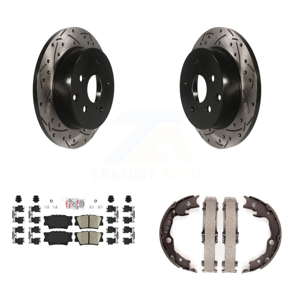 Kit de plaquettes en céramique et de chaussures de stationnement à disque arrière, Rotors percés et fendus, pour Toyot