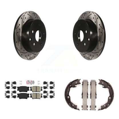 Kit de plaquettes en céramique et de chaussures de stationnement à disque arrière, Rotors percés et fendus, pour Toyot