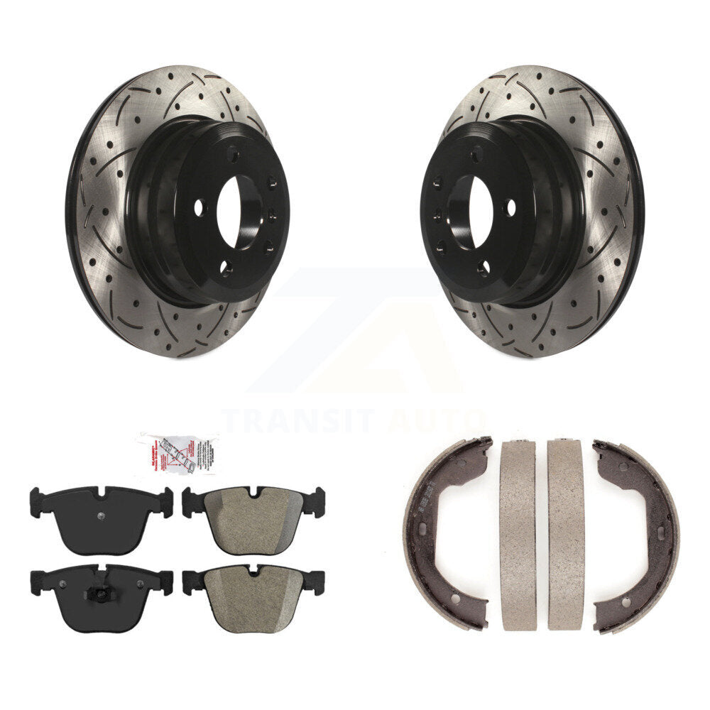 Kit de plaquettes semi-métalliques et de patins de stationnement pour disques arrière percés et fendus