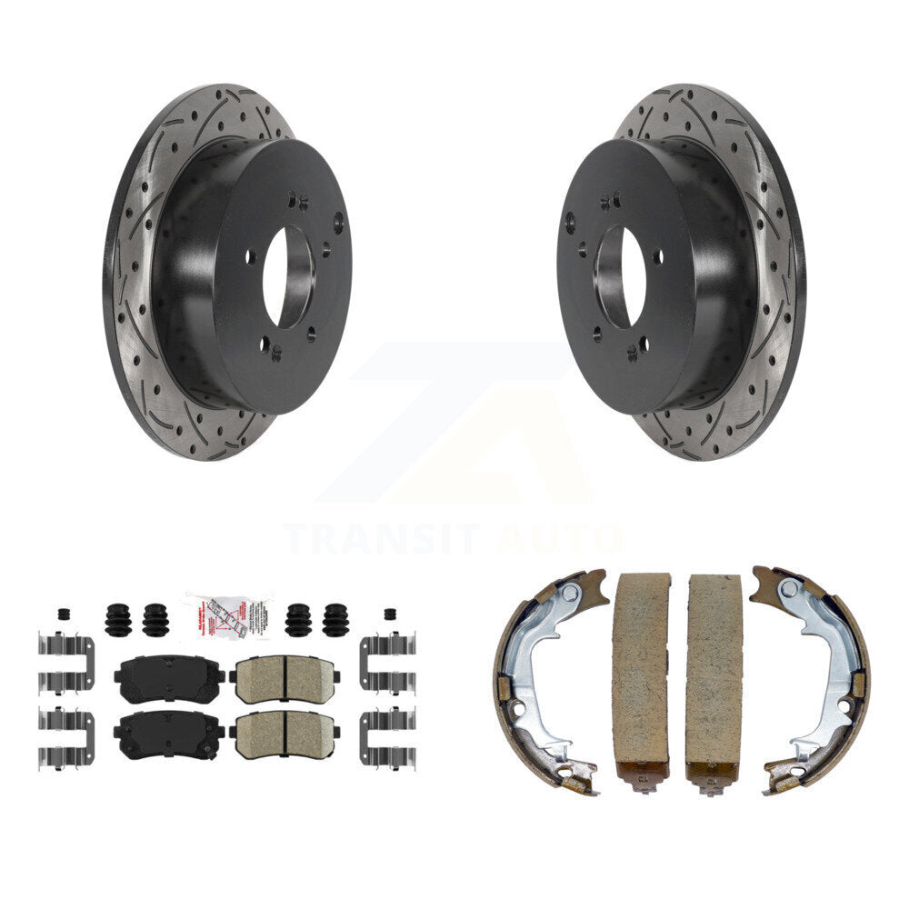 Kit de chaussures de stationnement à disques arrière, Rotors percés et fendus, plaquettes en céramique, pour Hyundai