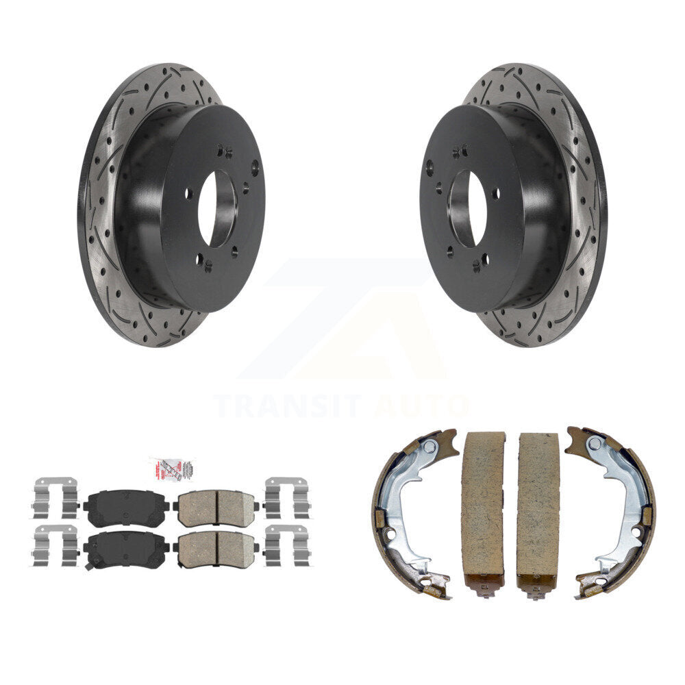 Kit de chaussures de stationnement à disques arrière, Rotors percés et fendus, plaquettes en céramique, pour Hyundai