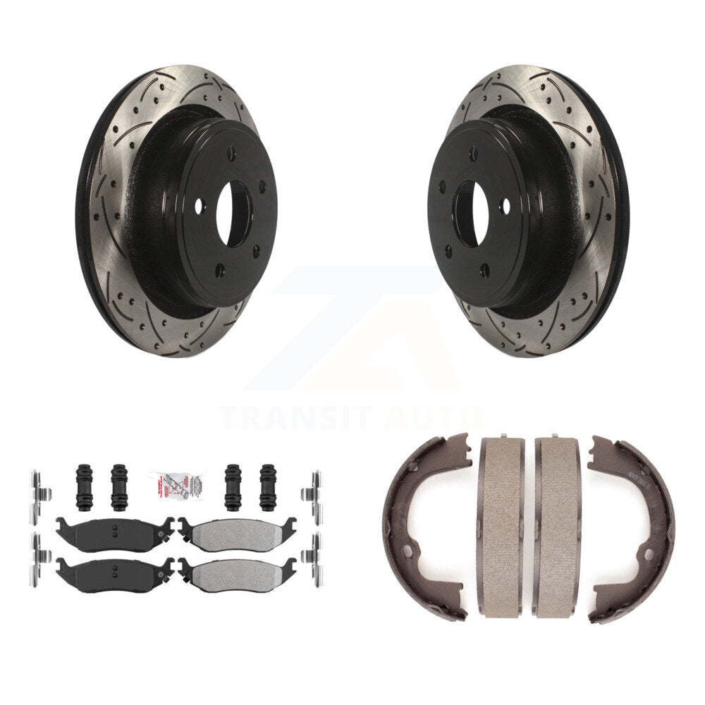 Kit de chaussures de stationnement à disques arrière percés et à fentes, plaquettes semi-métalliques, pour Ram
