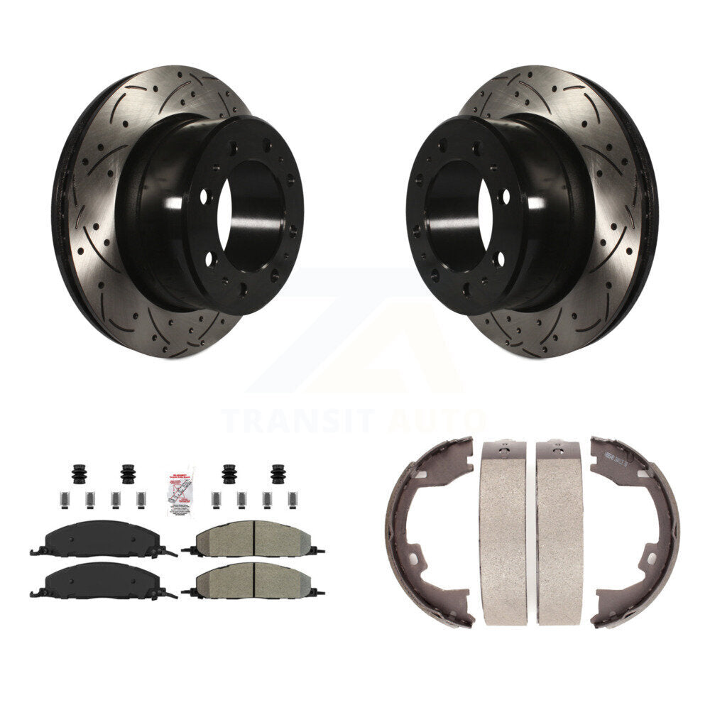 Kit de chaussures de stationnement à disques arrière percés et à fentes, plaquettes semi-métalliques, pour Ram