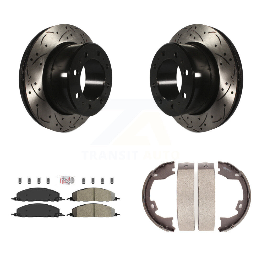 Kit de chaussures de stationnement à disques arrière percés et à fentes, plaquettes semi-métalliques, pour Ram