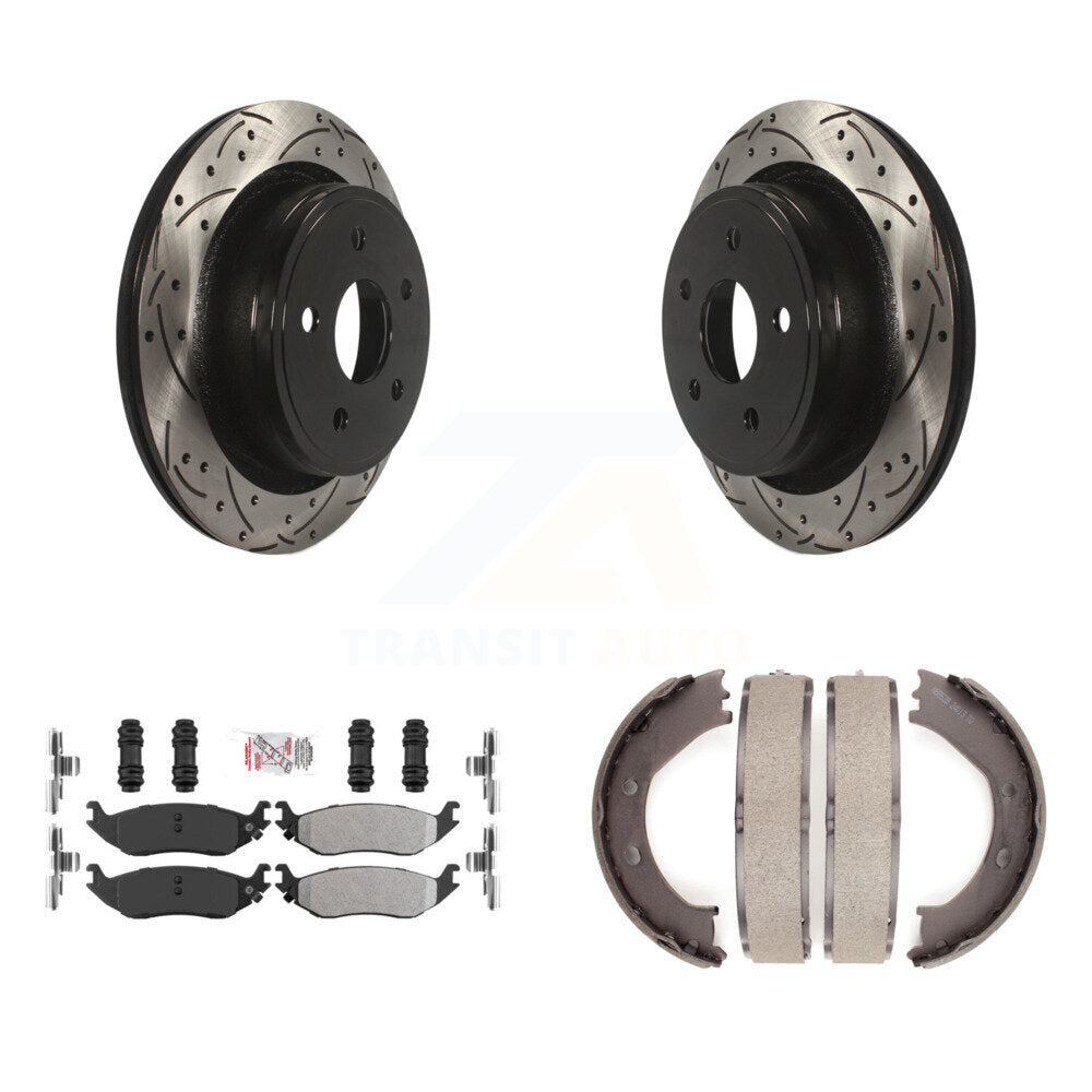 Kit de chaussures de stationnement à disques arrière percés et à fentes, plaquettes semi-métalliques, pour Ram