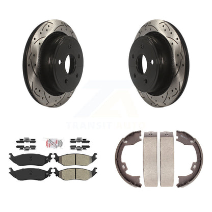 Kit de plaquettes semi-métalliques et de patins de stationnement pour disques arrière percés et fendus