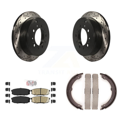 Kit de plaquettes en céramique et de chaussures de stationnement à disque arrière, Rotors percés et fendus, pour Toyot
