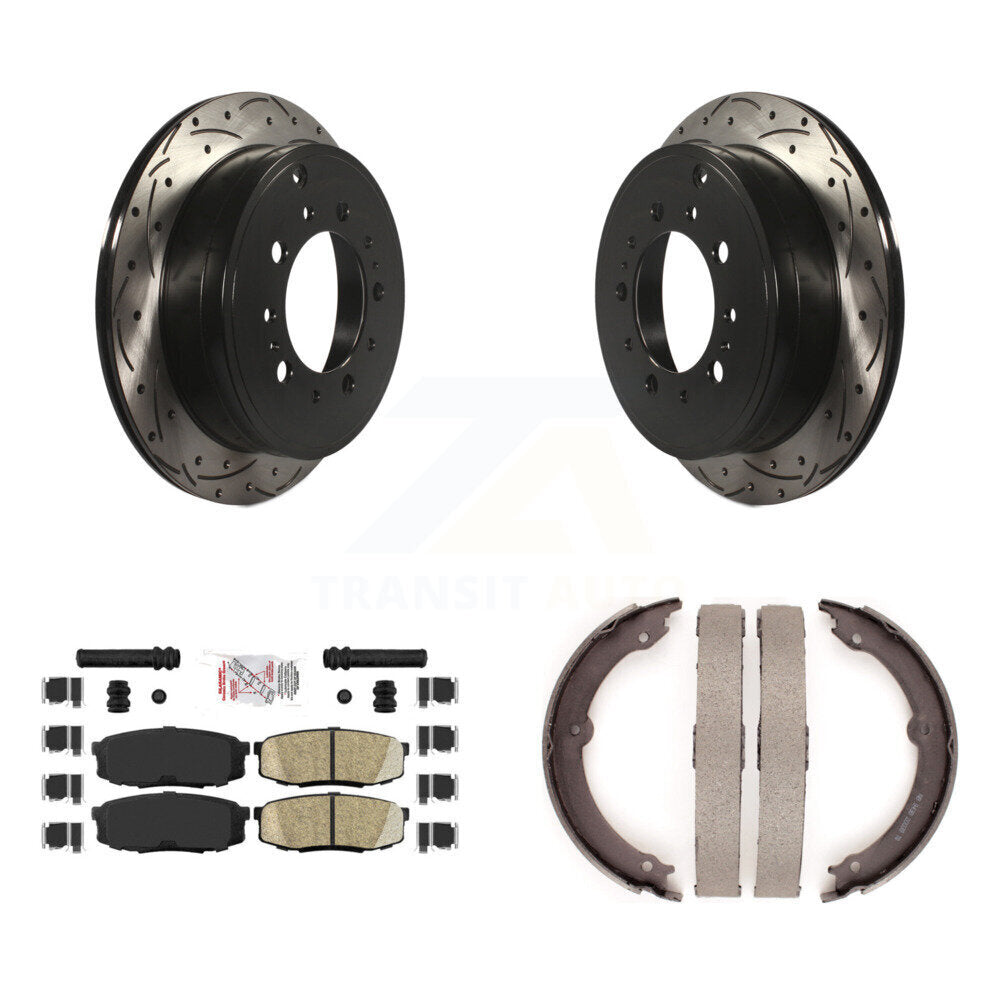 Kit de plaquettes en céramique et de chaussures de stationnement à disque arrière, Rotors percés et fendus, pour Toyot
