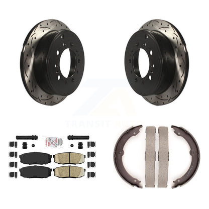 Kit de plaquettes en céramique et de chaussures de stationnement à disque arrière, Rotors percés et fendus, pour Toyot