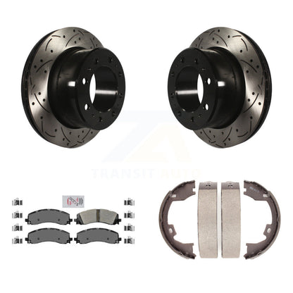 Kit de chaussures de stationnement à disques arrière percés et à fentes, plaquettes semi-métalliques, pour Ram