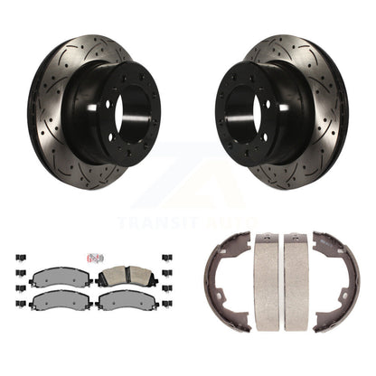 Kit de chaussures de stationnement à disques arrière percés et à fentes, plaquettes semi-métalliques, pour Ram