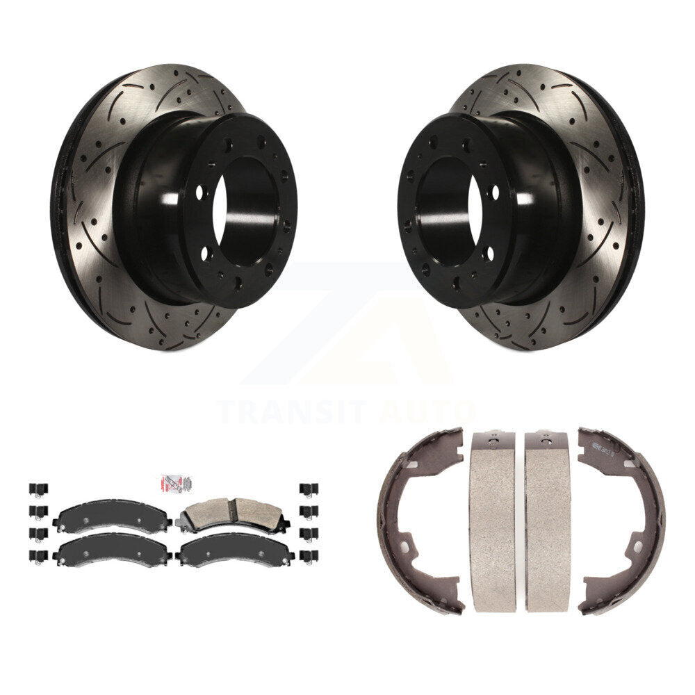 Kit de plaquettes semi-métalliques et de patins de stationnement pour disques arrière percés et fendus