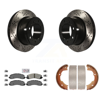 Kit de plaquettes semi-métalliques et de patins de stationnement pour disques arrière percés et fendus