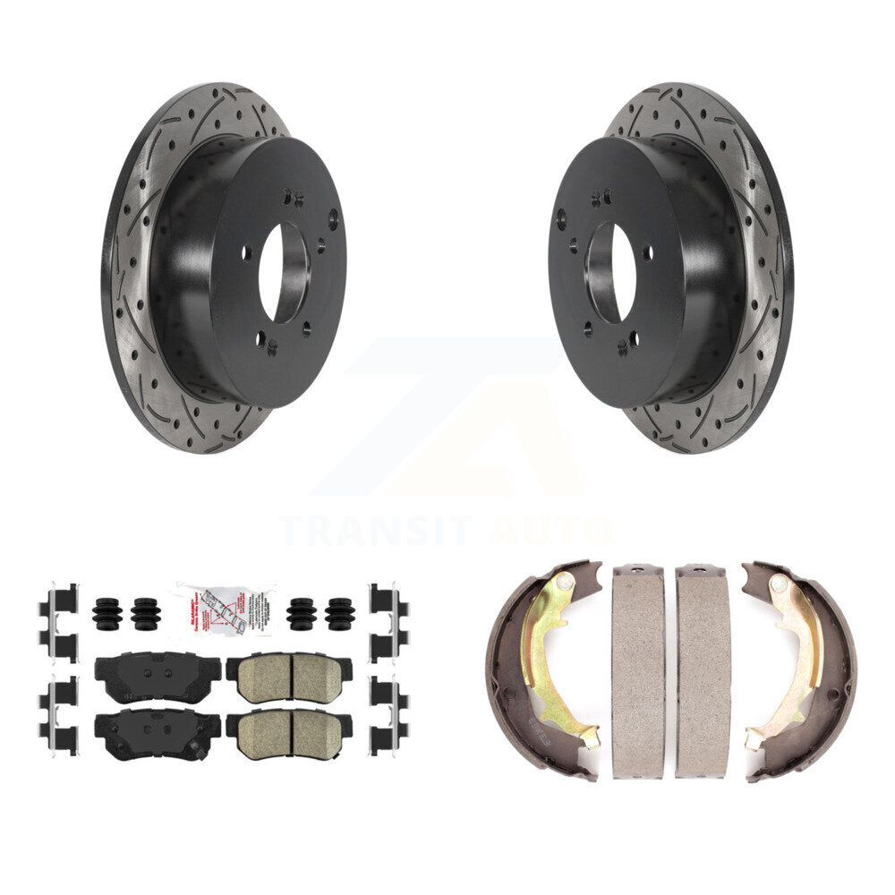 Kit de chaussures de stationnement à disque arrière, Rotors percés et fendus, plaquettes en céramique, pour Hyundai F