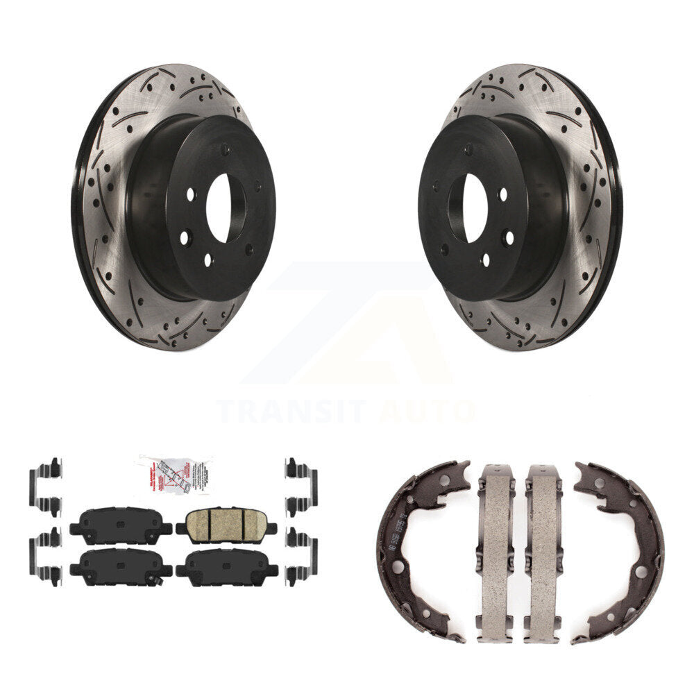 Kit de plaquettes en céramique et de chaussures de stationnement à disque arrière, Rotors percés et fendus, pour Nissa