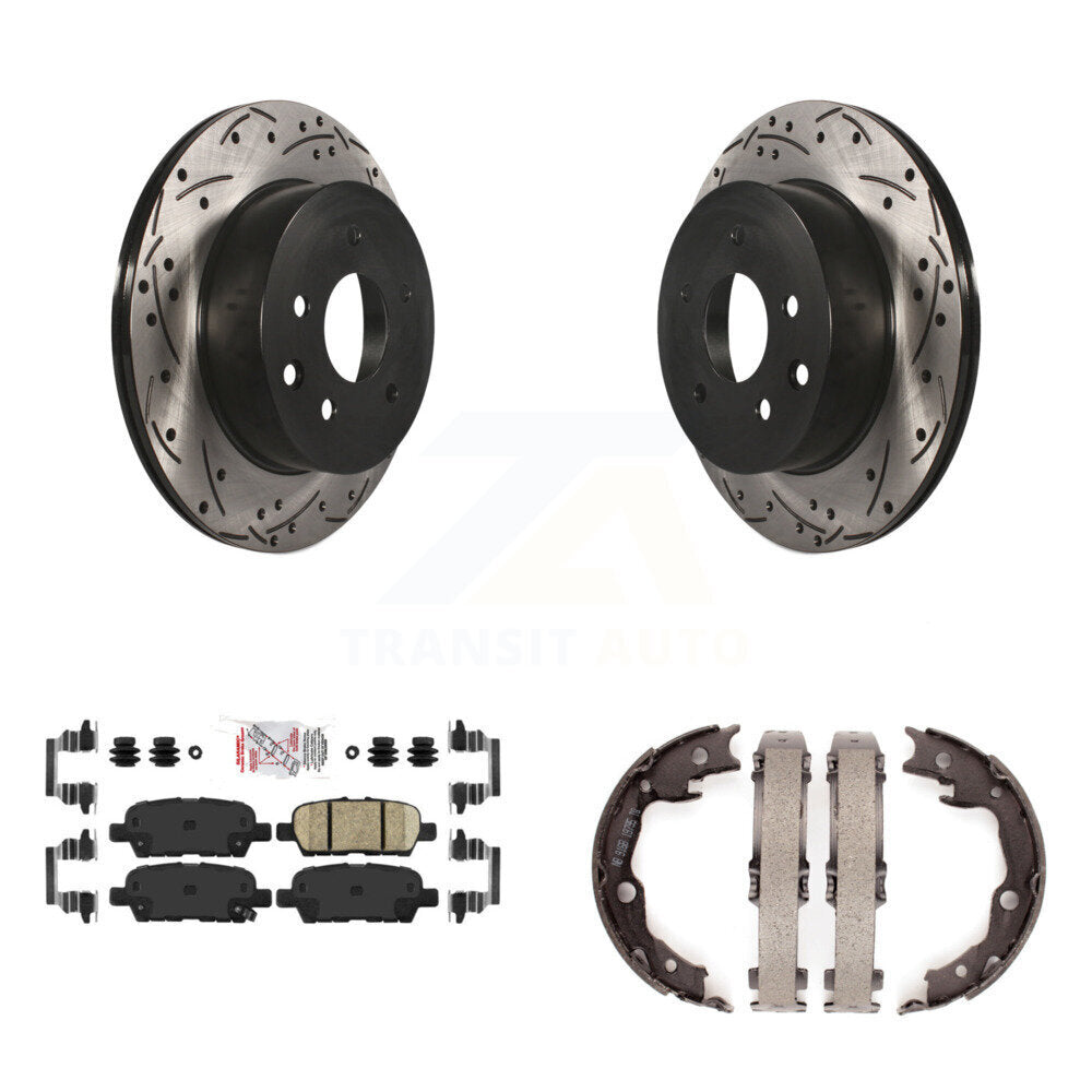 Kit de plaquettes en céramique et de chaussures de stationnement à disque arrière, Rotors percés et fendus, pour Nissa