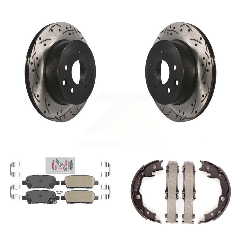 Kit de plaquettes en céramique et de chaussures de stationnement à disque arrière, Rotors percés et fendus, pour Nissa