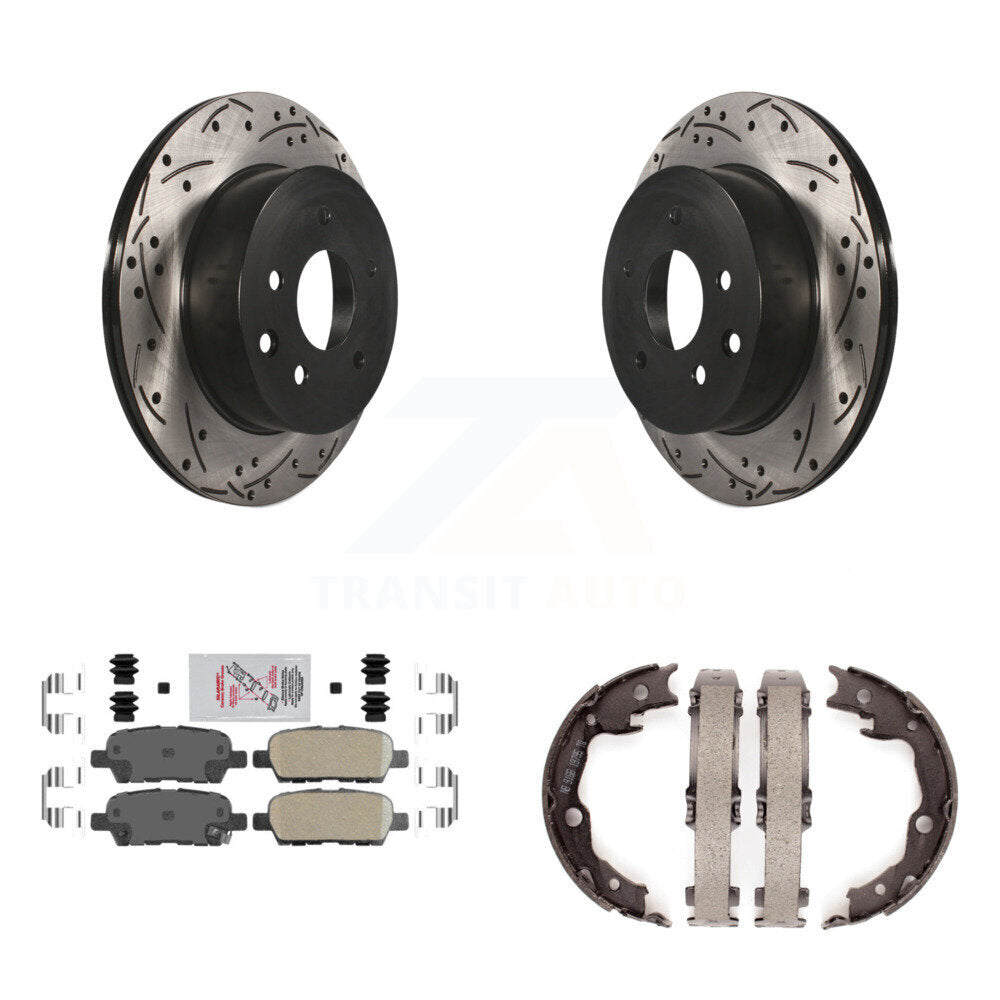 Kit de plaquettes en céramique et de chaussures de stationnement à disque arrière, Rotors percés et fendus, pour Nissa