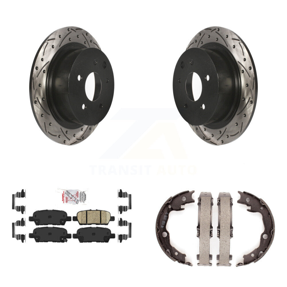 Kit de plaquettes en céramique et de chaussures de stationnement à disque arrière, Rotors percés et fendus, pour Nissa
